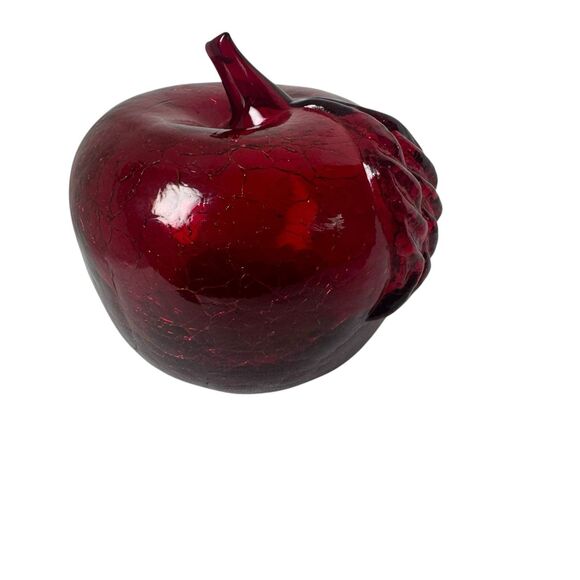 Vintage Blown Art Glass Apple Crackle Faux Fruit Home Table Decor - Picture 8 of 14
